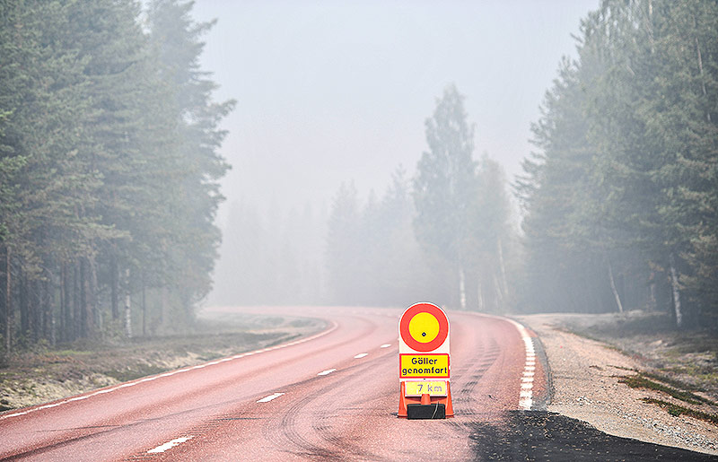 Gesperrte Straße in der Nähe von Ljusdal