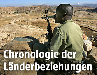 Äthiopischer Soldat an der Grenze zu Eritrea