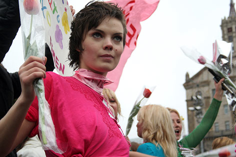 Die Mitgründerin der Frauenrechtsgruppe Femen, Oksana Schatschko