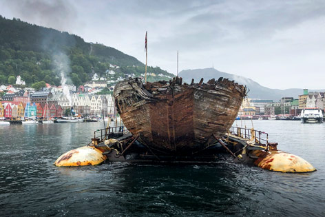 Das gesunkene Segelschiff "Maud"