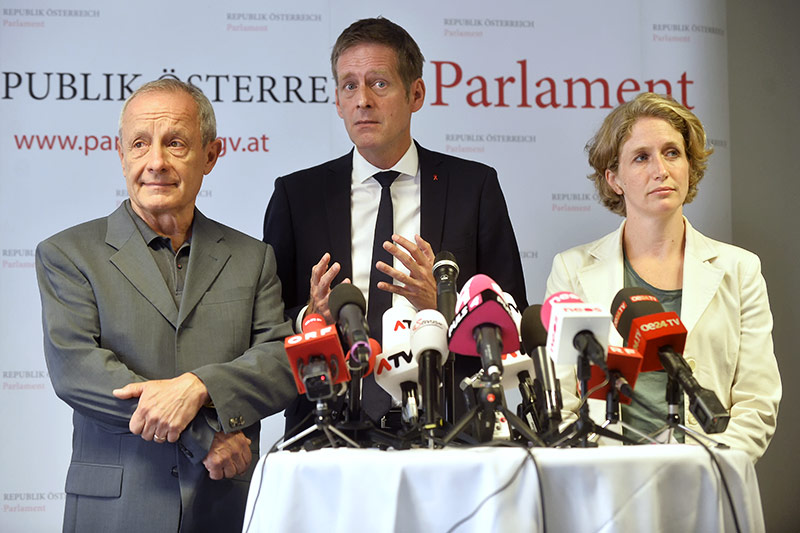 Peter Pilz (Liste Pilz), Jan Krainer (SPÖ) und Stephanie Krisper (NEOS)