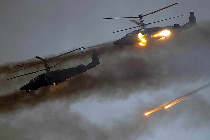 © APA/AFP/Sergei Gapon Russische Helicopter bei einer Militärübung