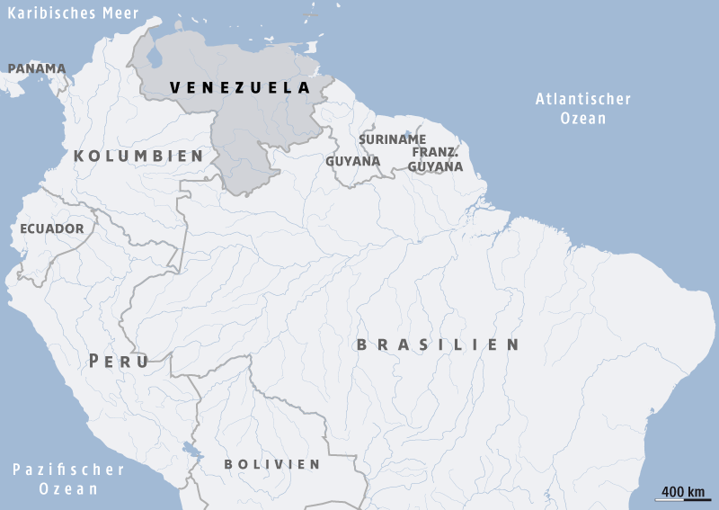 © Map Resources/ORF.at Karte zeigt Venezuela und seine Nachbarstaaten