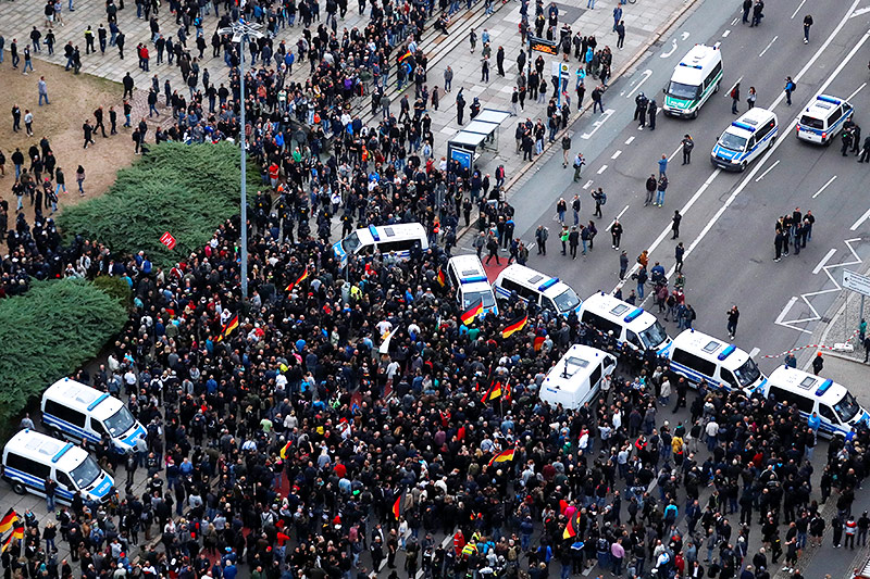 Demonstranten in Chemnitz